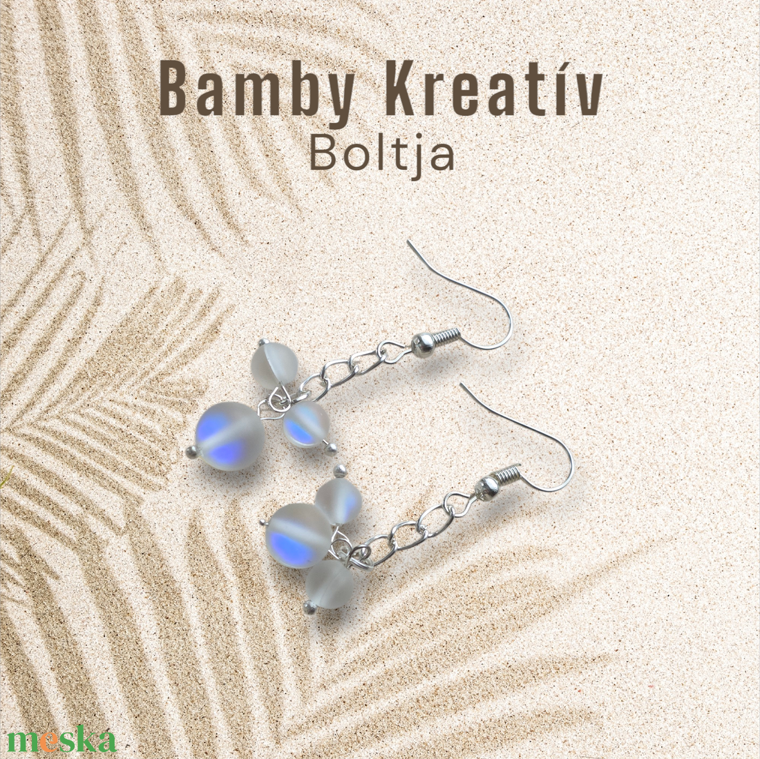 Holdkő gyöngy fülbevaló - ékszer - fülbevaló - lógó fülbevaló - Meska.hu