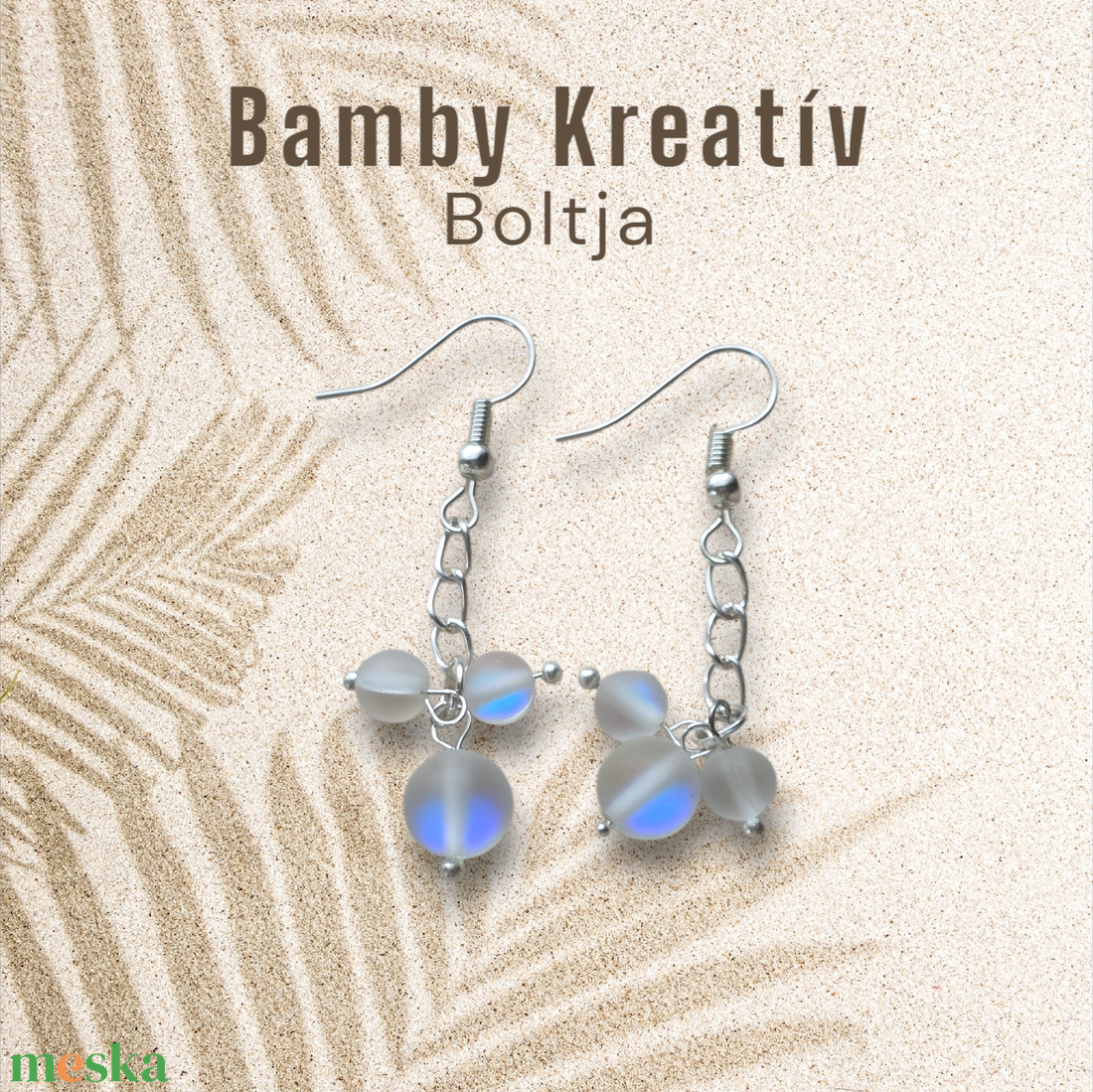 Holdkő gyöngy fülbevaló - ékszer - fülbevaló - lógó fülbevaló - Meska.hu