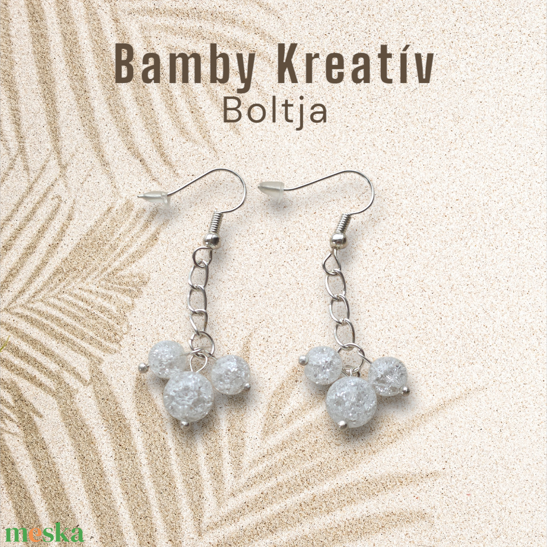 Hegyikristály gyöngy fülbevaló - ékszer - fülbevaló - lógó fülbevaló - Meska.hu