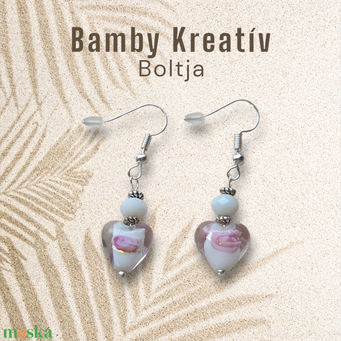 Üveggyöngy fülbevaló fehér - ékszer - fülbevaló - lógó fülbevaló - Meska.hu