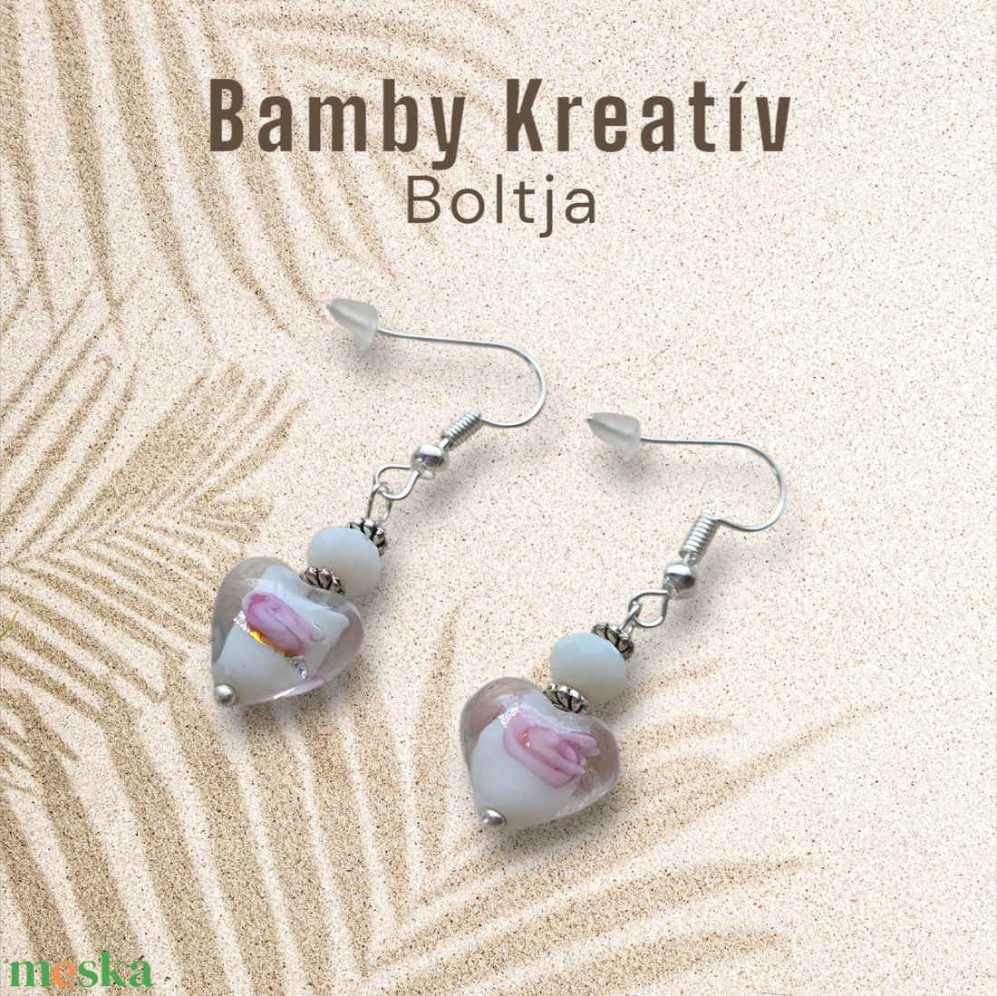 Üveggyöngy fülbevaló fehér - ékszer - fülbevaló - lógó fülbevaló - Meska.hu