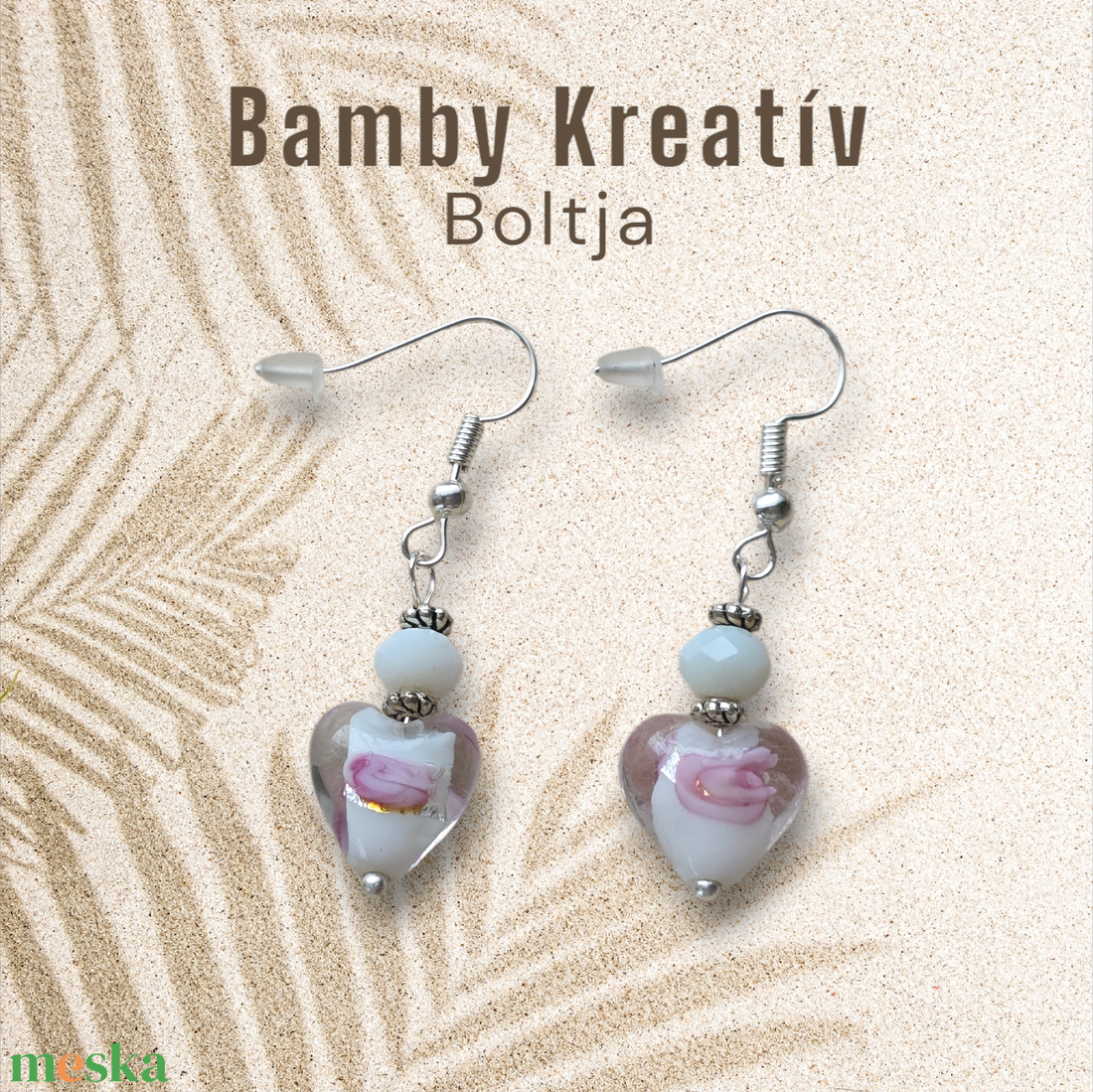 Üveggyöngy fülbevaló fehér - ékszer - fülbevaló - lógó fülbevaló - Meska.hu