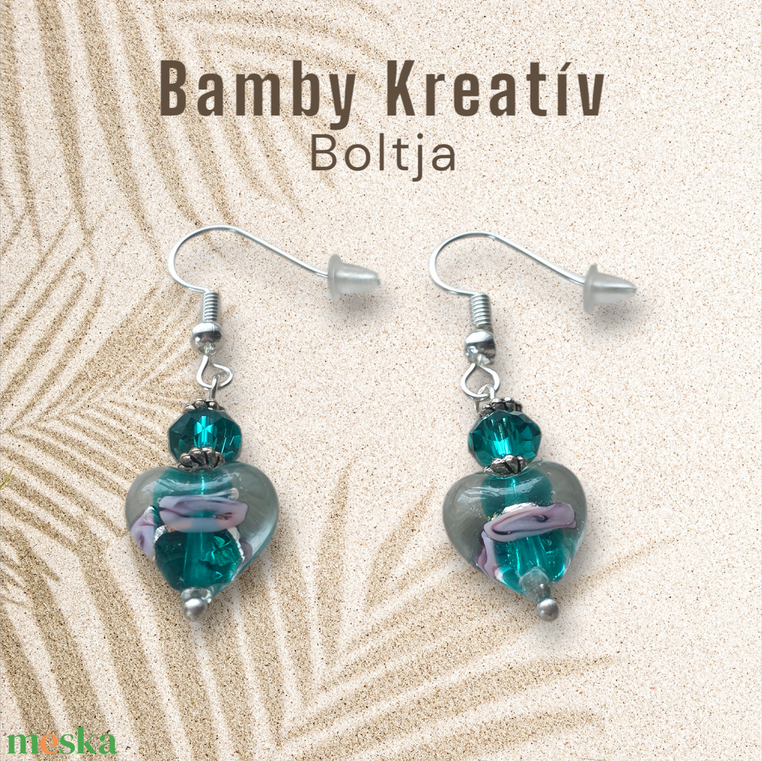 Üveggyöngy fülbevaló zöld - ékszer - fülbevaló - lógó fülbevaló - Meska.hu