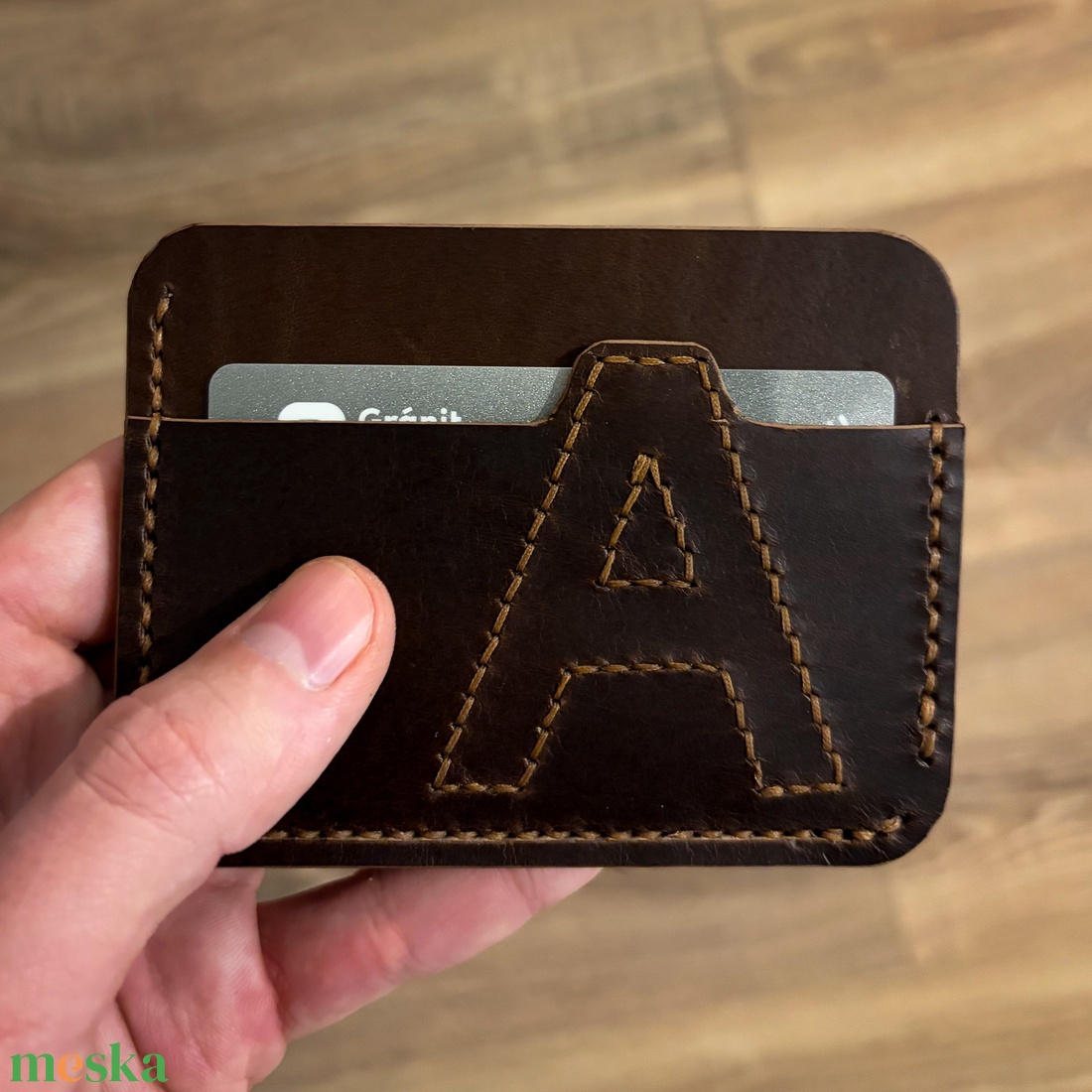 Monogramos férfi kártyatartó marhabőrből választhatószínben - táska & tok - pénztárca & más tok - kártyatartó & irattartó - Meska.hu
