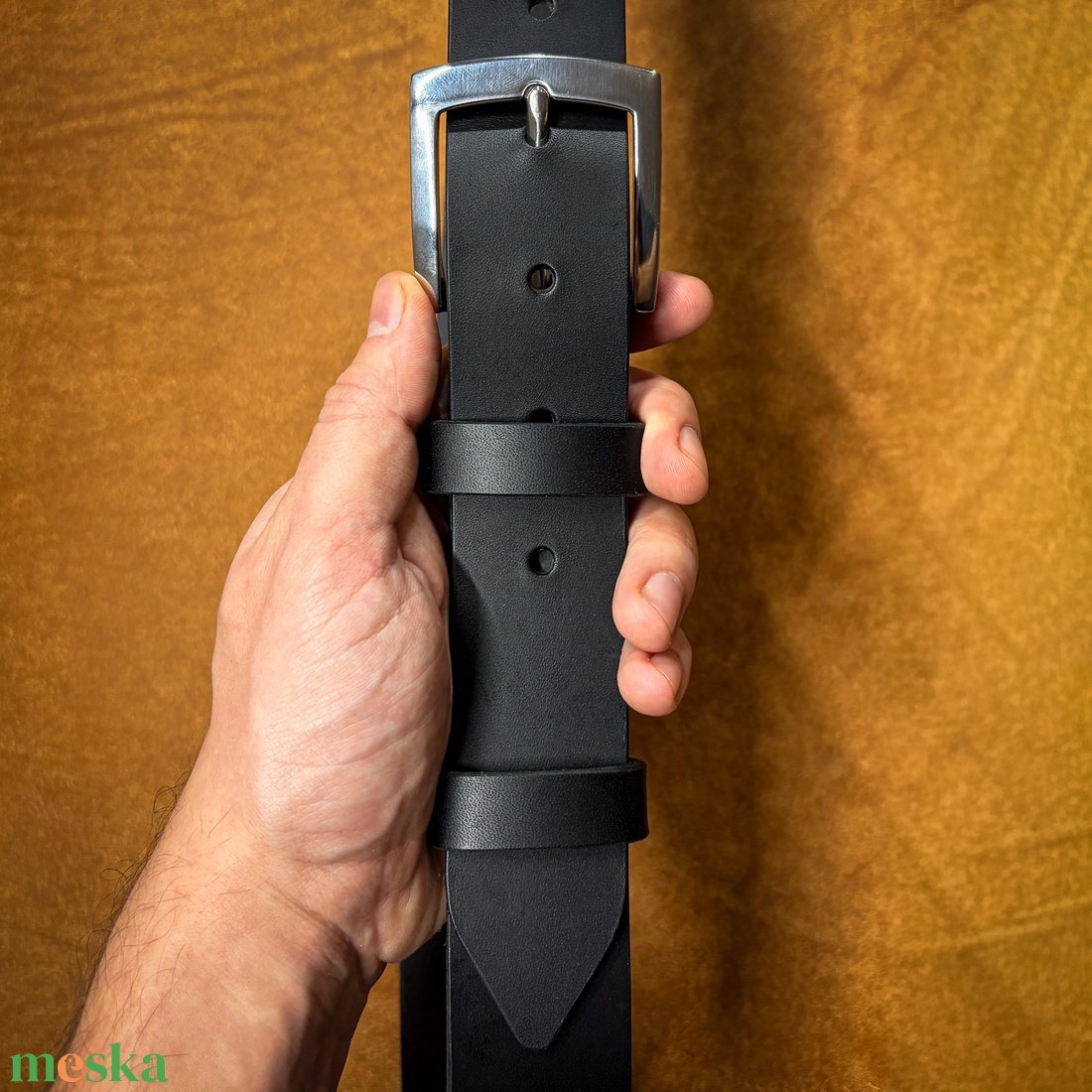 Férfi marhabőr öv - egyedi méret és gravírozás - ruha & divat - öv & övcsat - öv - Meska.hu