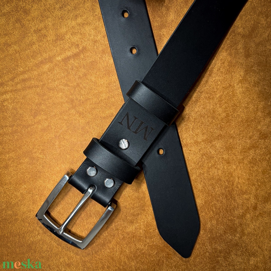 Férfi marhabőr öv - egyedi méret és gravírozás - ruha & divat - öv & övcsat - öv - Meska.hu