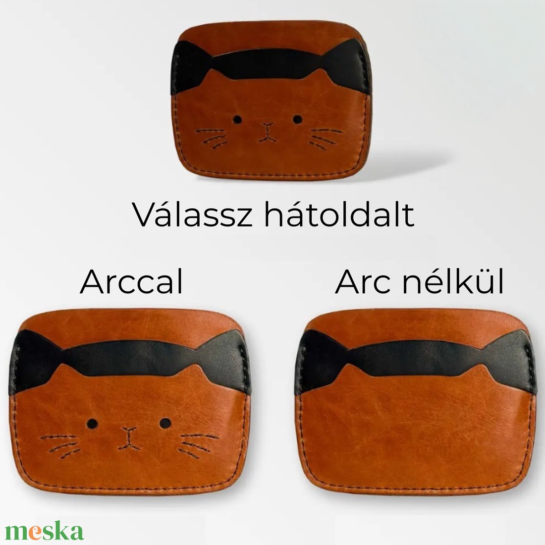 Cicás kártyatartó többféle arccal - gravírozással - táska & tok - pénztárca & más tok - kártyatartó & irattartó - Meska.hu