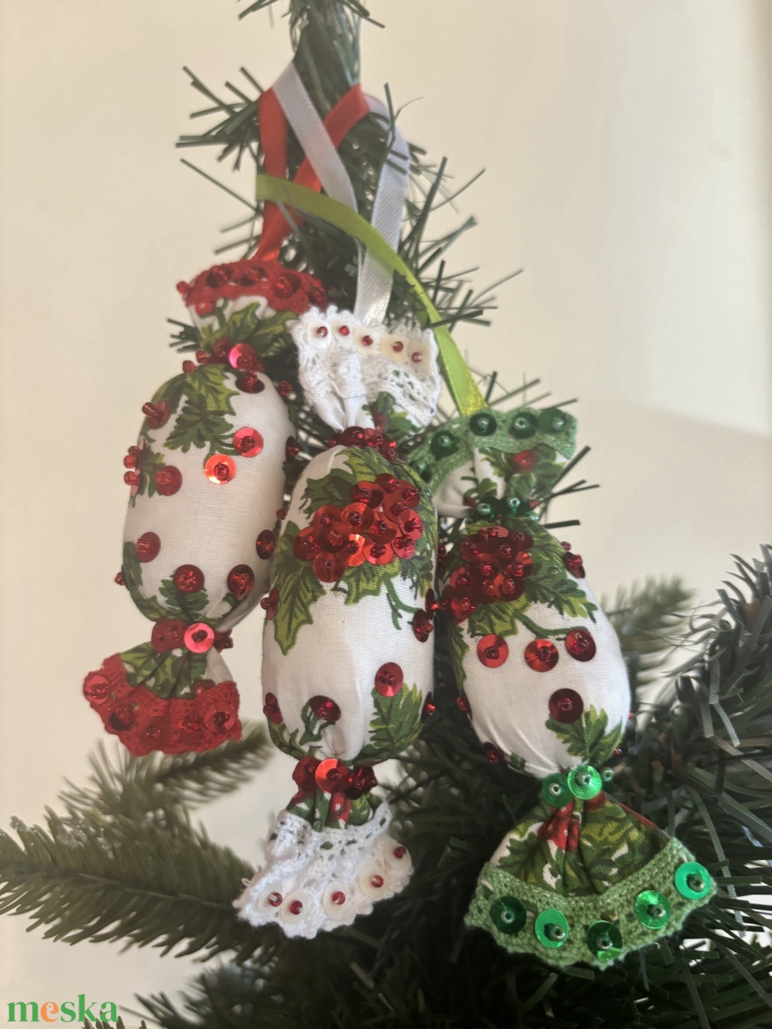 Adventi  textil szaloncukor - karácsony - karácsonyi lakásdekoráció - karácsonyfadíszek - Meska.hu