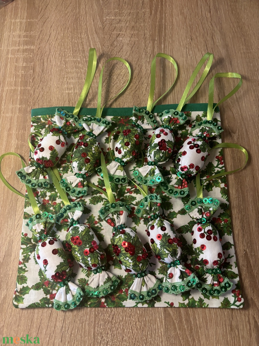 Adventi  textil szaloncukor - karácsony - karácsonyi lakásdekoráció - karácsonyfadíszek - Meska.hu