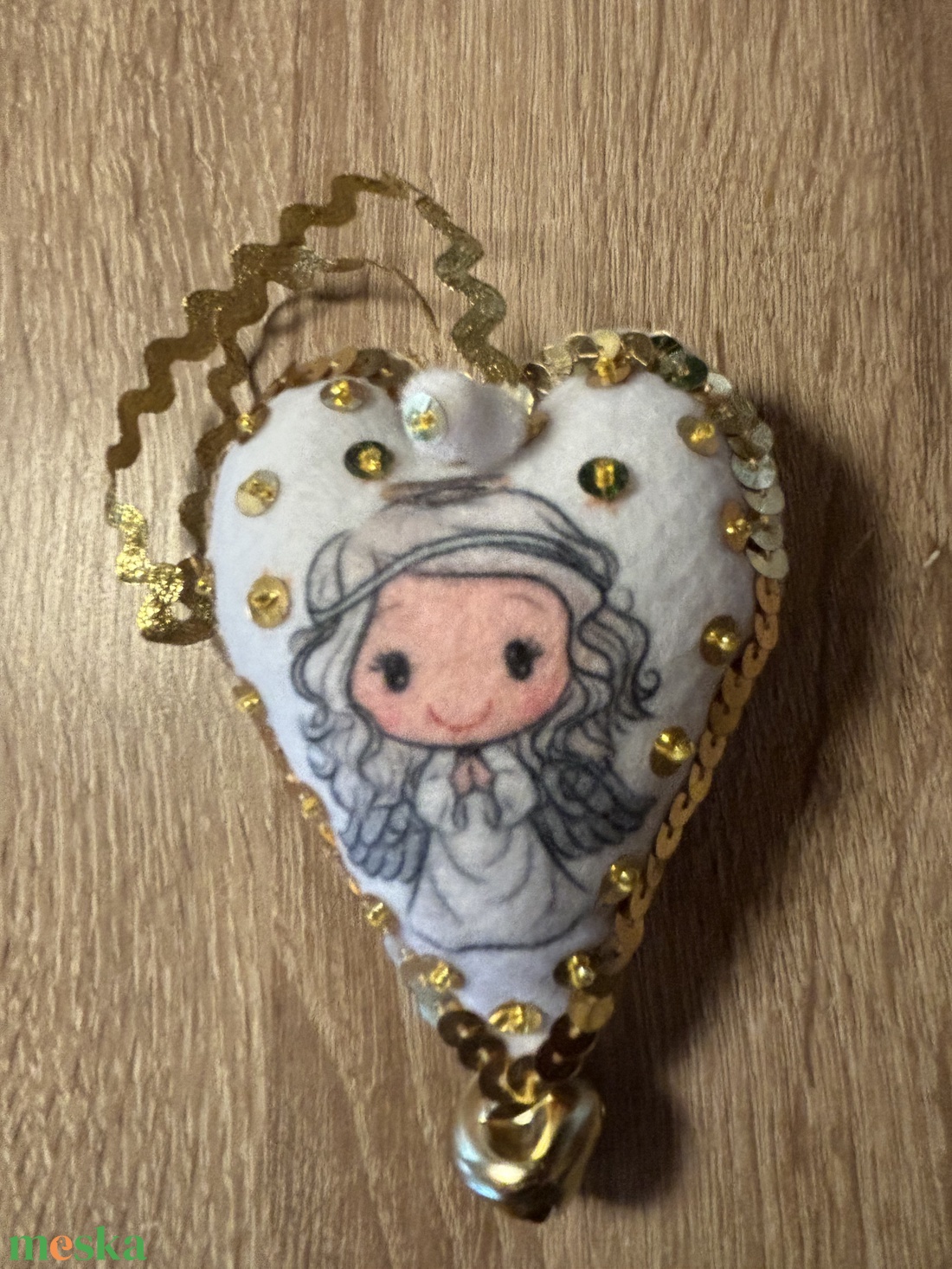 Angyalkás karácsonyfadísz - karácsony - karácsonyi lakásdekoráció - karácsonyfadíszek - Meska.hu