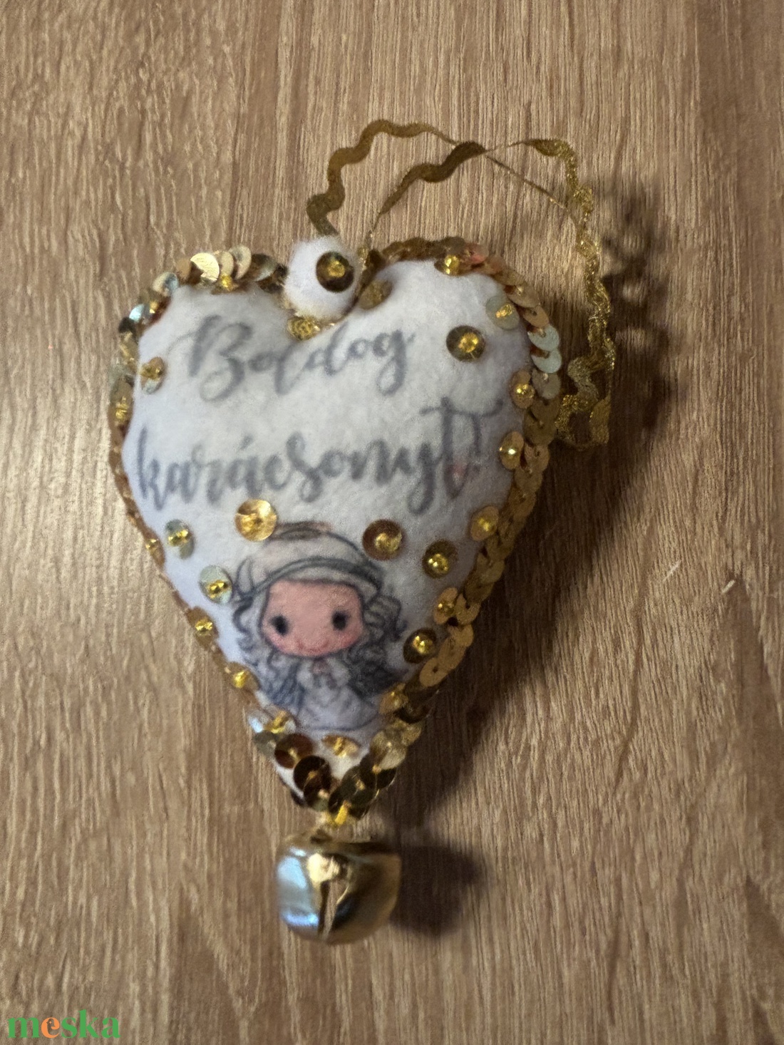 Angyalkás karácsonyfadísz - karácsony - karácsonyi lakásdekoráció - karácsonyfadíszek - Meska.hu