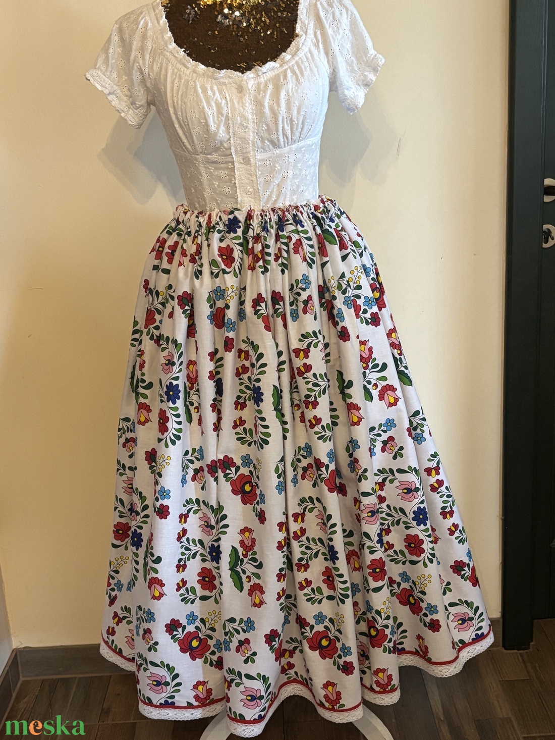  Kalocsai mintás folklór szoknya , pörgős , néptáncos, népviseleti, népművészeti - ruha & divat - női ruha - szoknya - Meska.hu