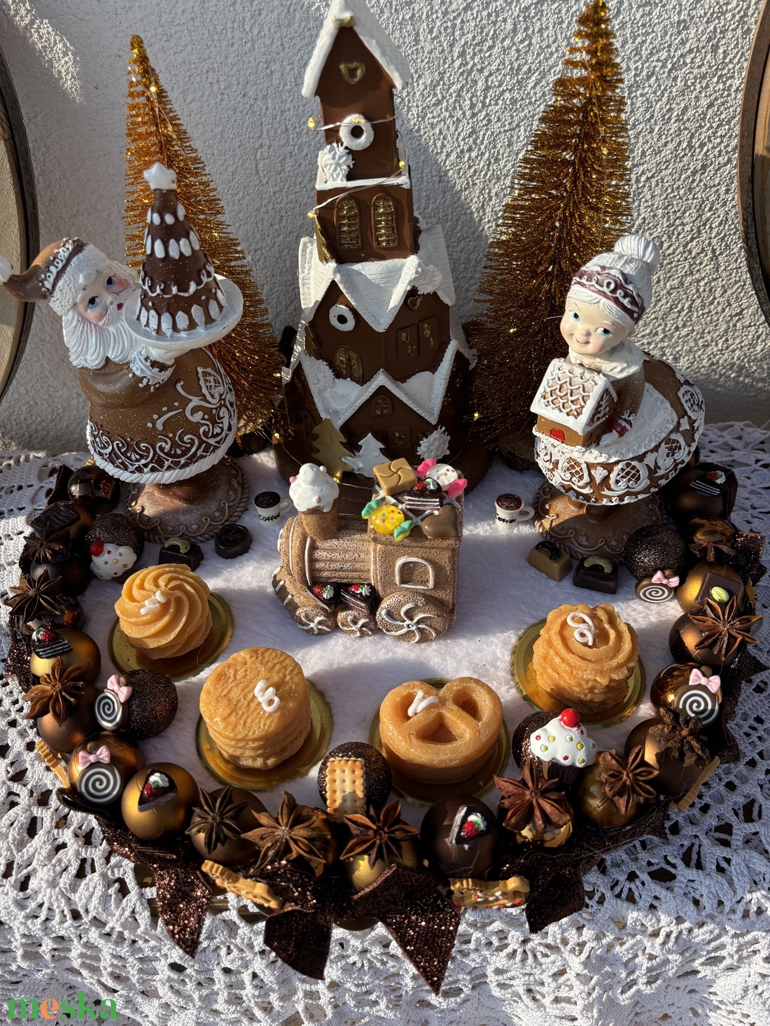 Adventi mézeskalács asztali dísz - karácsony - adventi díszek - adventi asztaldísz - Meska.hu