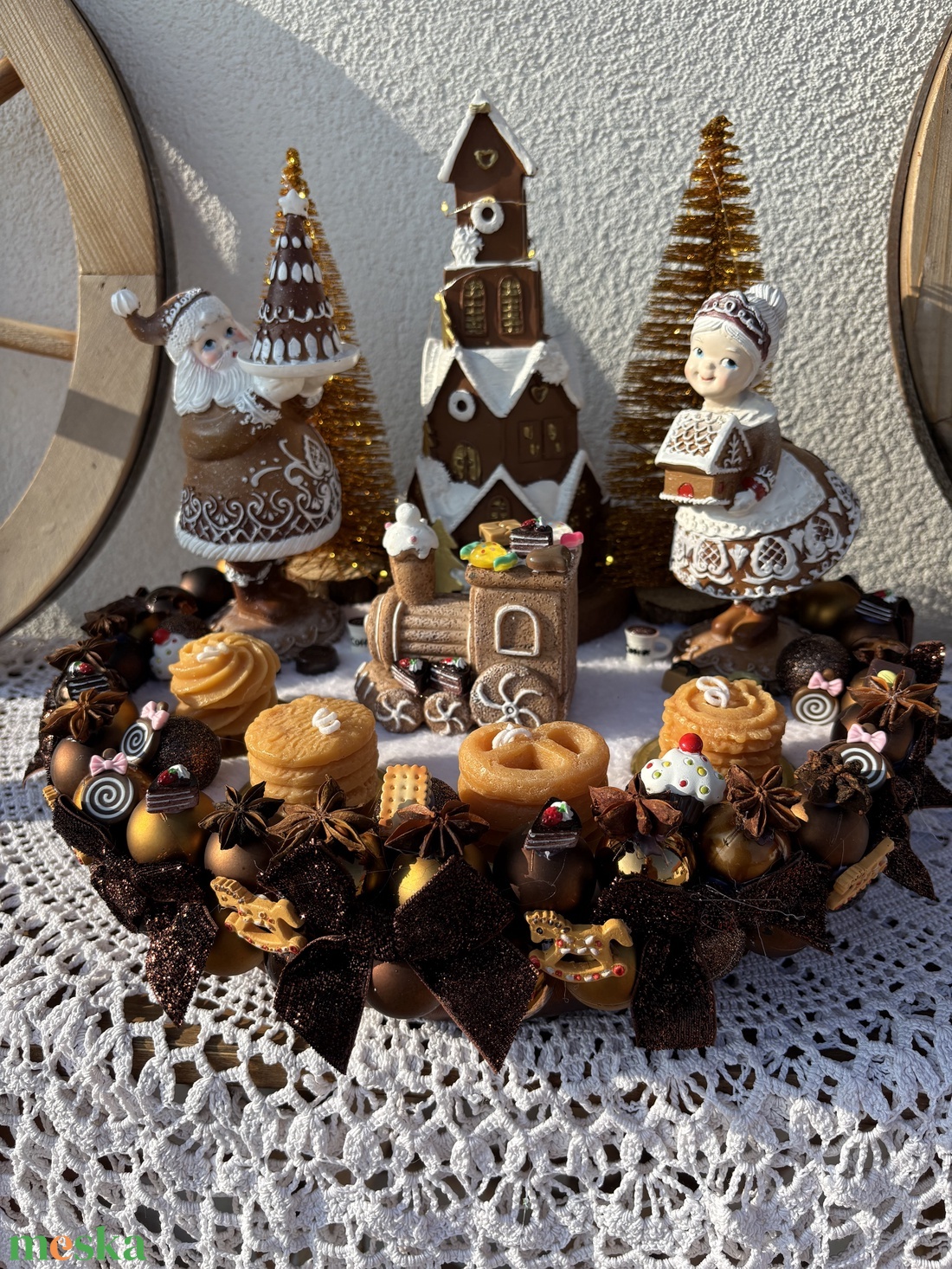 Adventi mézeskalács asztali dísz - karácsony - adventi díszek - adventi asztaldísz - Meska.hu