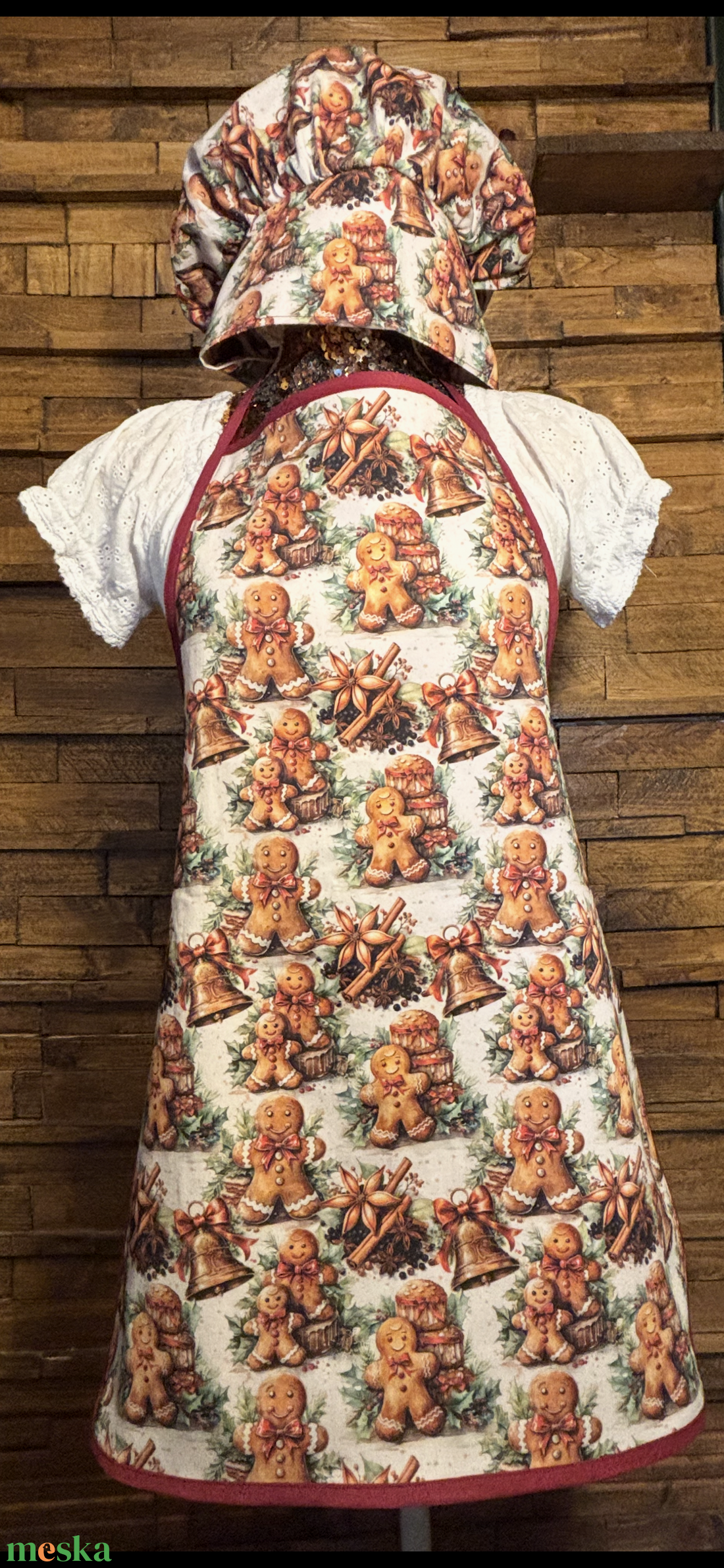 Lányka karácsonyi kötény - otthon & életmód - konyhafelszerelés, tálalás - konyhai textil - kötény - Meska.hu