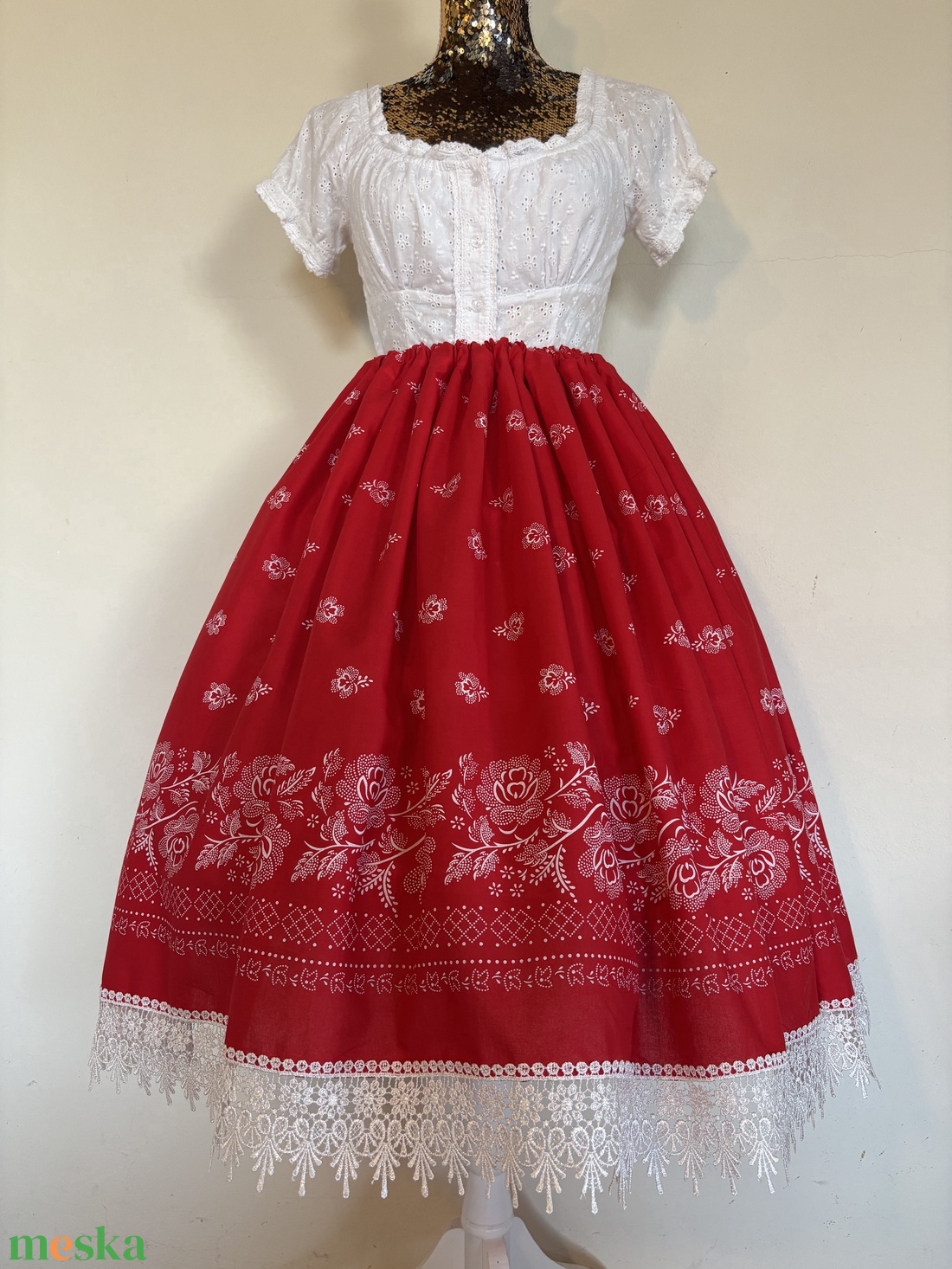 Kékfestő, bordűrös, néptáncos, magyaros, népviseleti, folklór szoknya - ruha & divat - női ruha - szoknya - Meska.hu