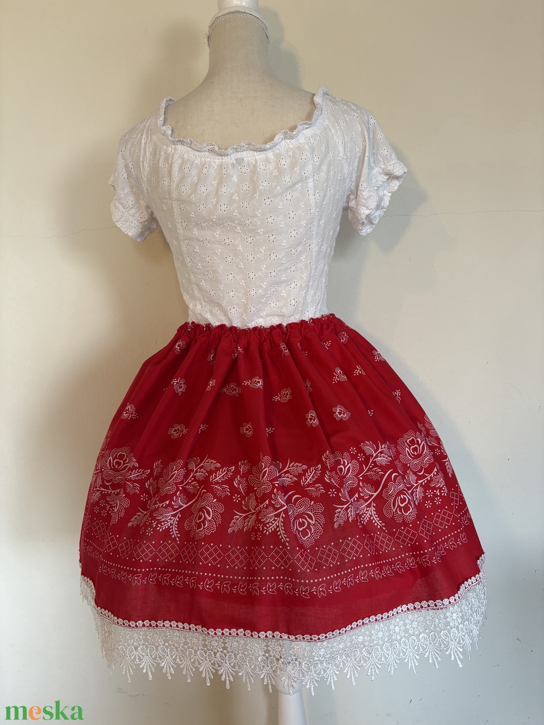 Lány bordűrös kékfestő néptáncos folklór magyaros népviseleti szoknya - ruha & divat - gyerekruha - szoknya - Meska.hu