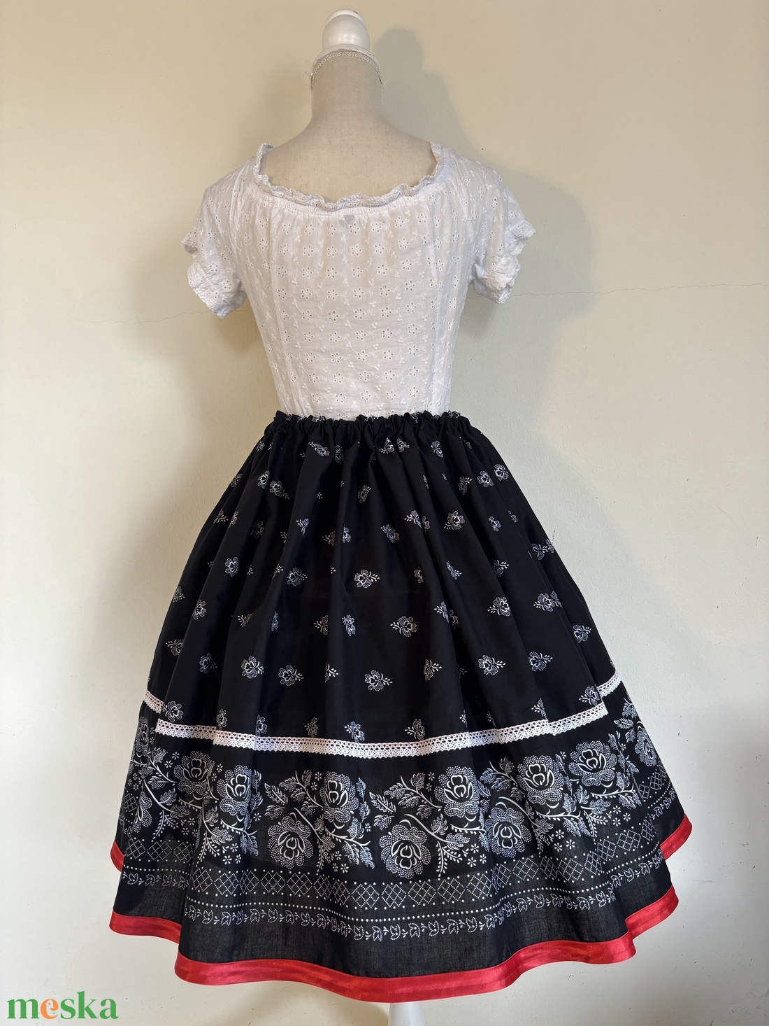 Kékfestő mintás néptáncos, folklór szoknya - ruha & divat - női ruha - szoknya - Meska.hu