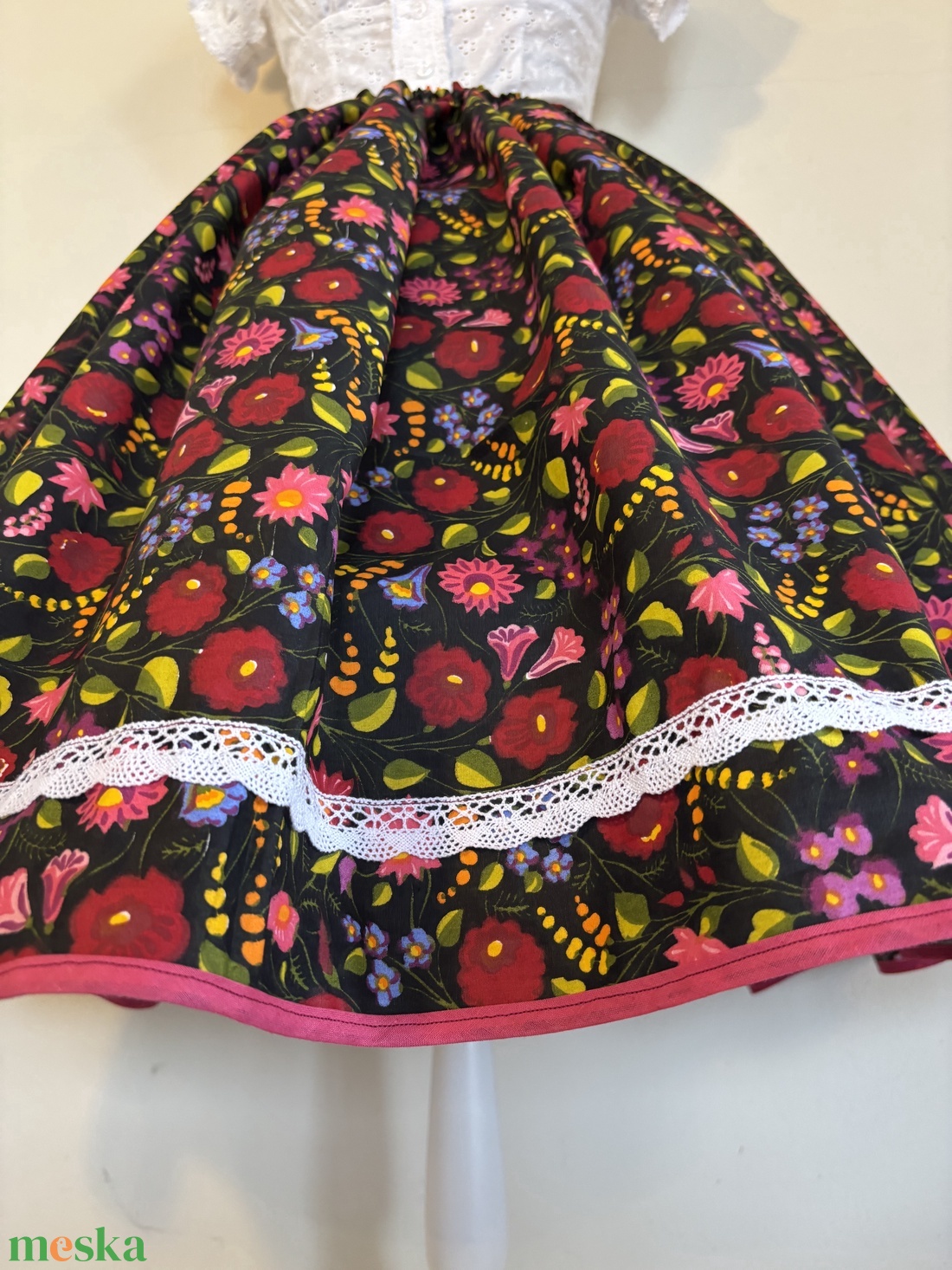 Kalocsai mintás néptáncos, folklór , néptáncos szoknya - ruha & divat - női ruha - szoknya - Meska.hu