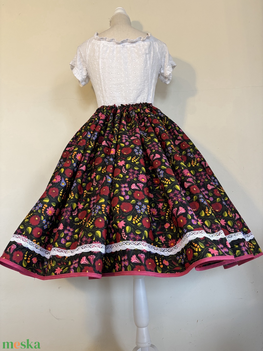 Kalocsai mintás néptáncos, folklór , néptáncos szoknya - ruha & divat - női ruha - szoknya - Meska.hu