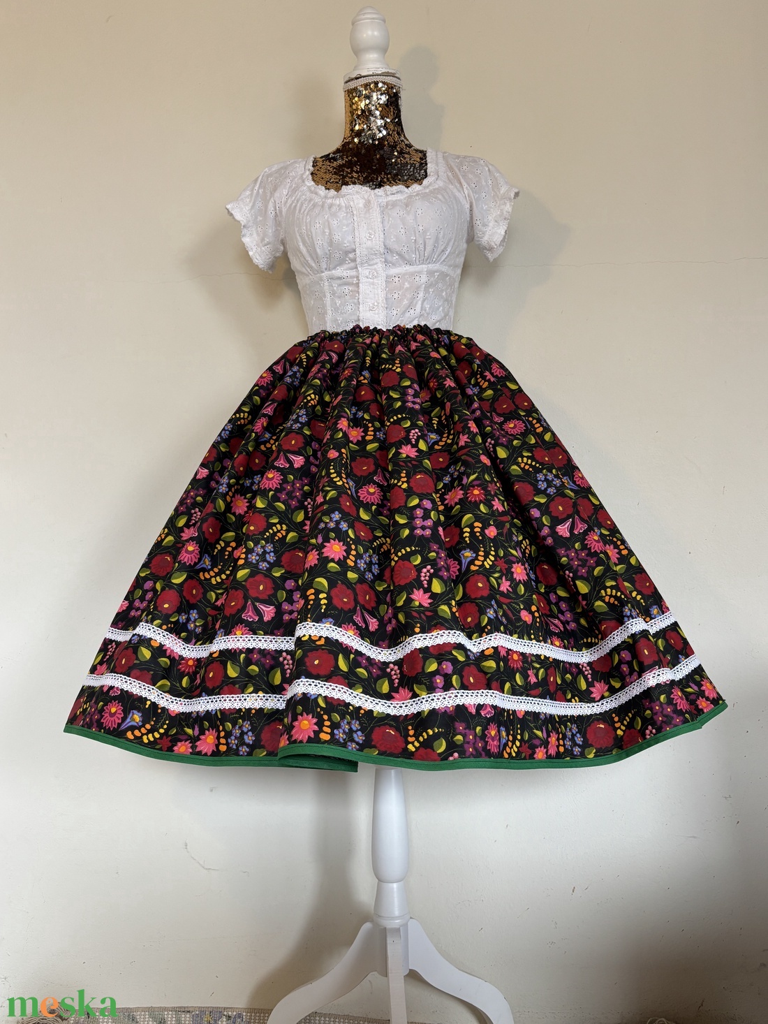 Kalocsai mintás folklór, néptáncos szoknya - ruha & divat - női ruha - szoknya - Meska.hu