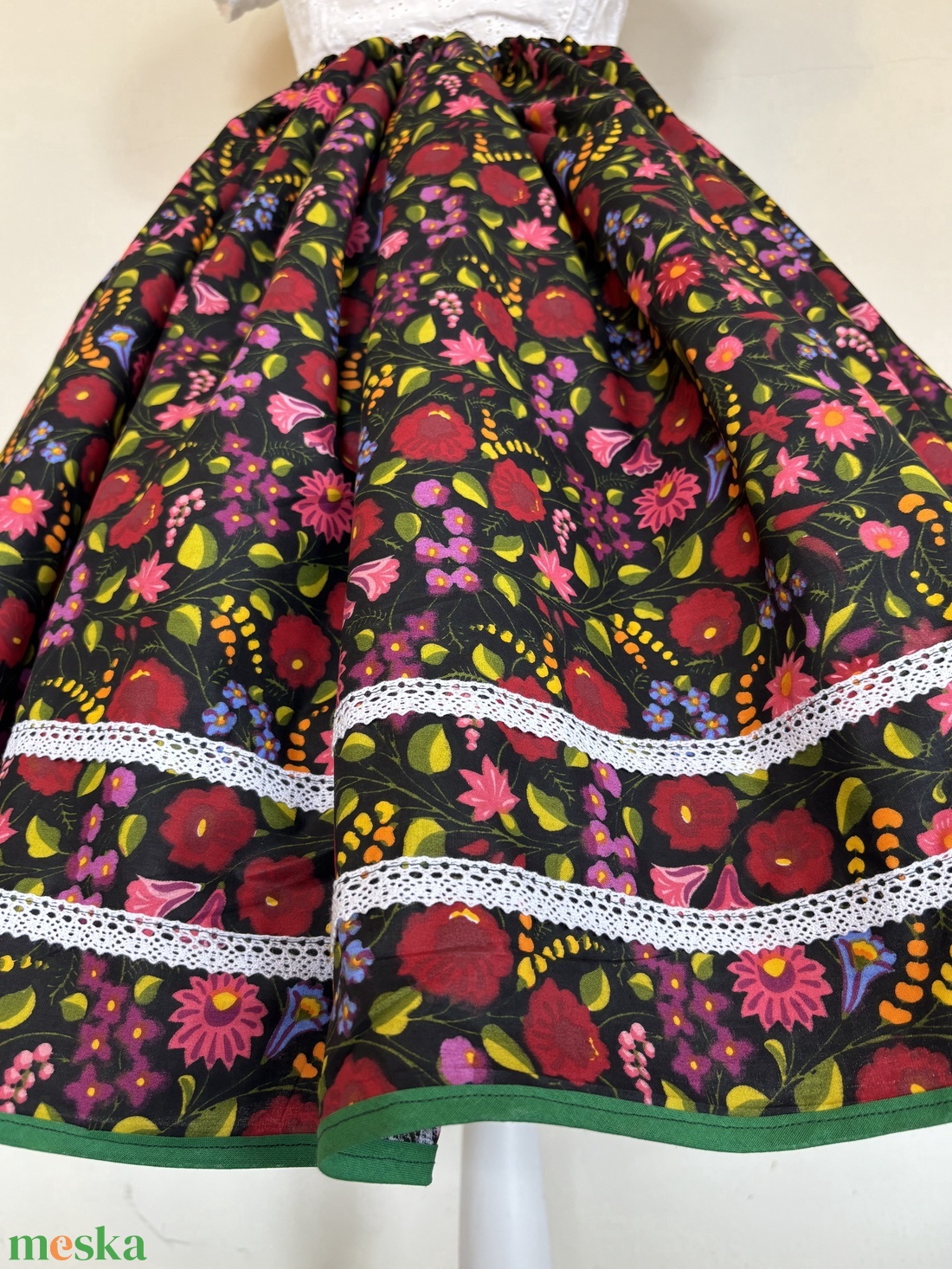 Kalocsai mintás folklór, néptáncos szoknya - ruha & divat - női ruha - szoknya - Meska.hu