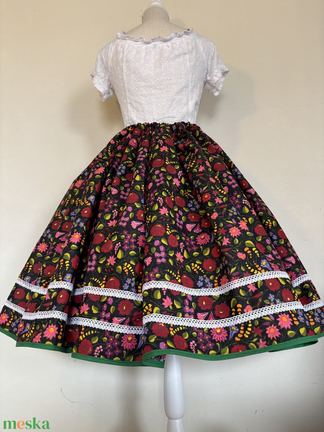 Kalocsai mintás folklór, néptáncos szoknya - ruha & divat - női ruha - szoknya - Meska.hu