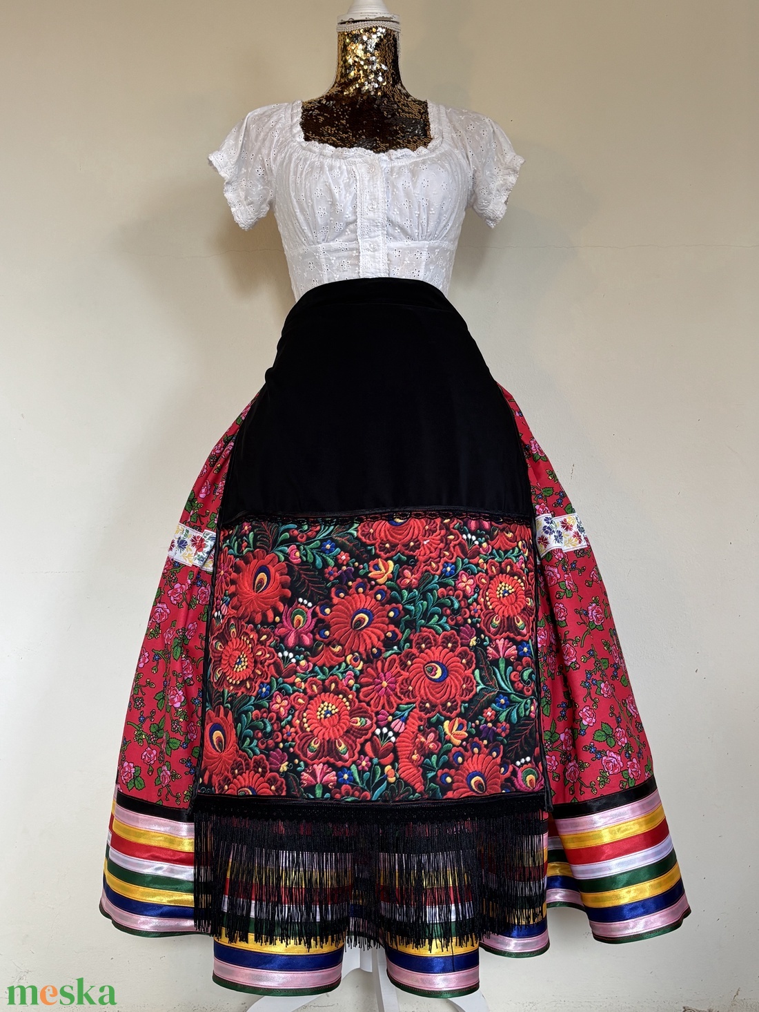 Matyó mintás folklór, néptáncos szoknya - ruha & divat - női ruha - szoknya - Meska.hu