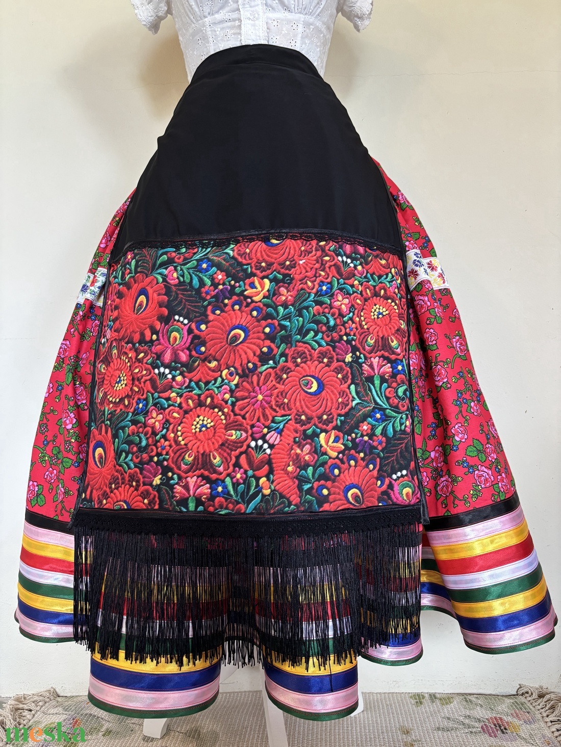 Matyó mintás folklór, néptáncos szoknya - ruha & divat - női ruha - szoknya - Meska.hu