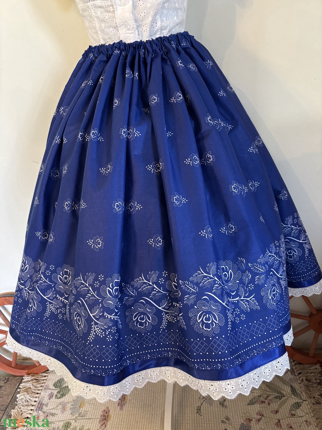 Kékfestő néptáncos, folklór szoknya - ruha & divat - női ruha - szoknya - Meska.hu