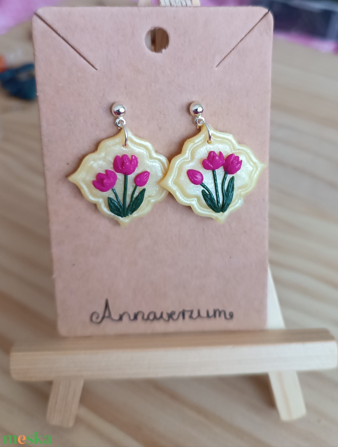 Tulipános fülbevaló süthetőgyurmából - ékszer - fülbevaló - lógó fülbevaló - Meska.hu Tulipános fülbevaló süthetőgyurmából - ékszer - fülbevaló - lógó fülbevaló - Meska.hu