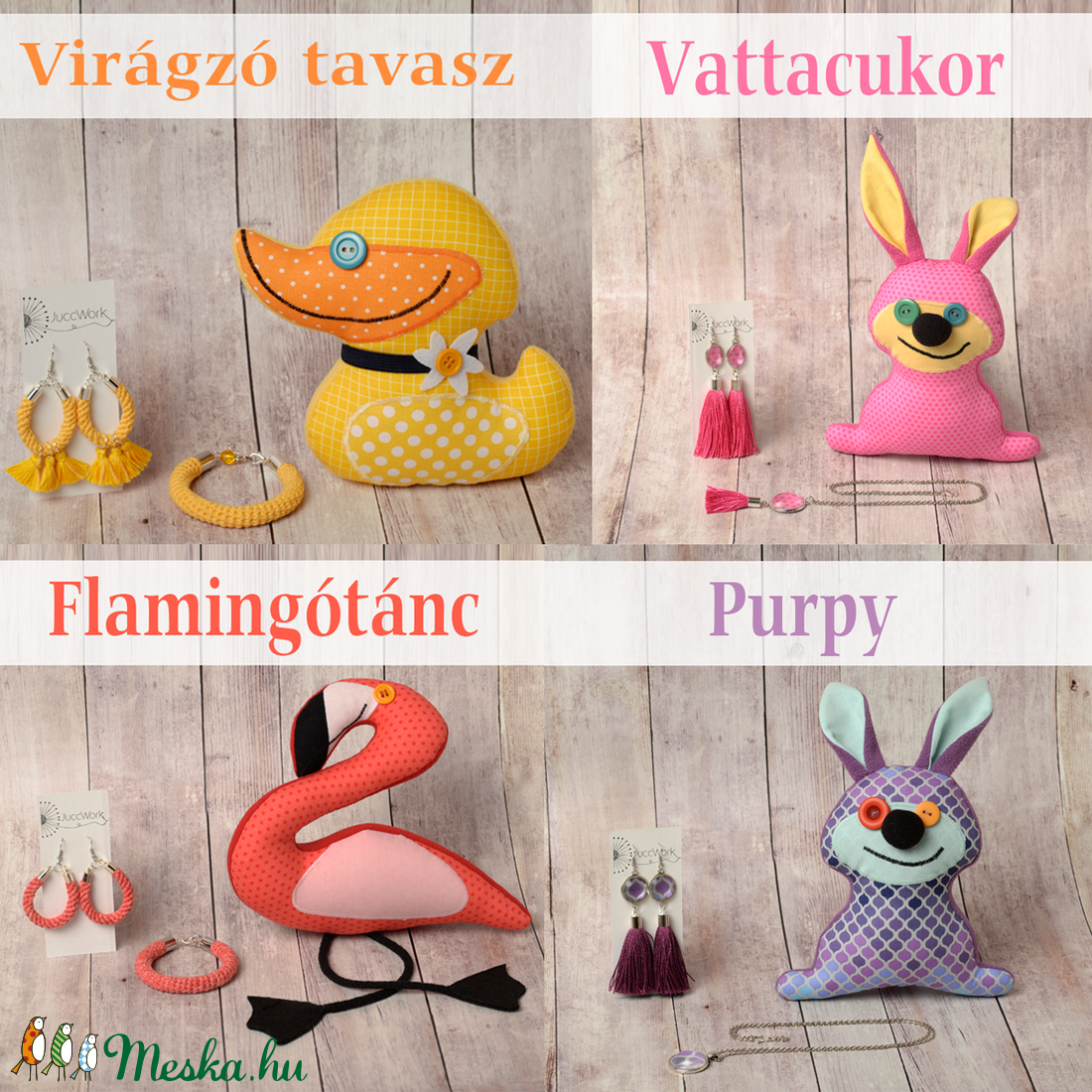 Anyák napi Vattacukor névre hallgató fonalékszer és textilfigura kollekció -  - Meska.hu