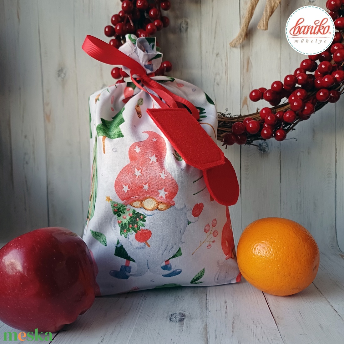 Színes manós textil mikulászsák a piros celofán zacskó helyett - kérdd nevesítve! - karácsony - mikulás - mikulás zsák - Meska.hu