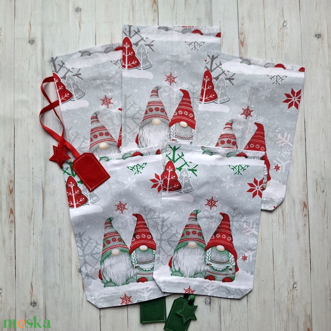 5 db-os mikulás zsák rendelés nevesítve - karácsony - mikulás - mikulás zsák - Meska.hu