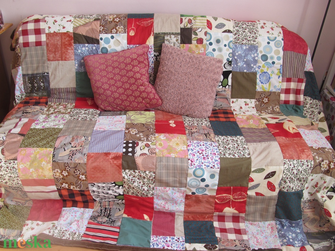 színes kockák kavalkádja patchwork takaró - otthon & életmód - lakástextil - ágytakaró - Meska.hu
