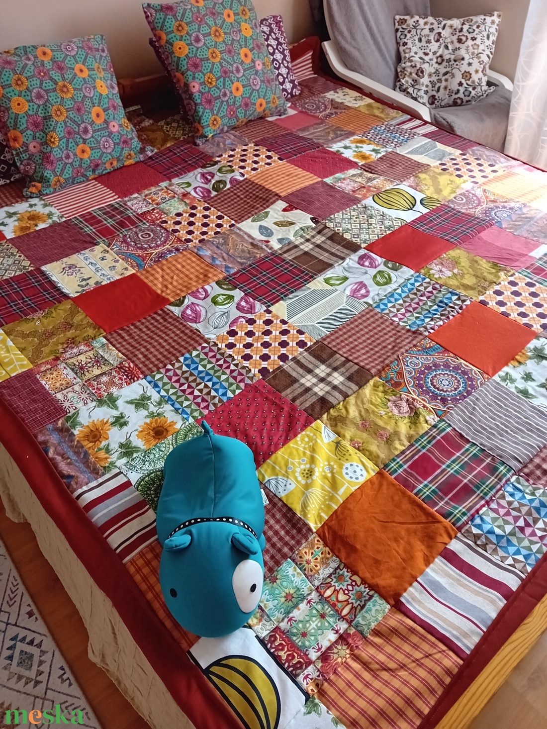 Kockás patchwork - otthon & életmód - lakástextil - ágytakaró - Meska.hu