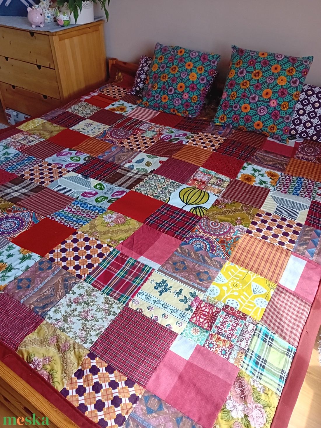 Kockás patchwork - otthon & életmód - lakástextil - ágytakaró - Meska.hu