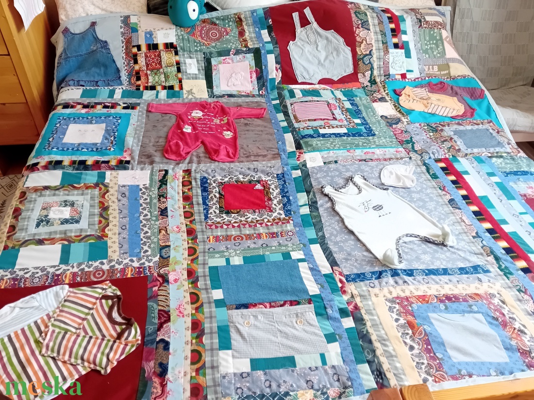 Emlék patchwork takaró - baba - mama - babaágyneműk - babatakaró, gyerek pléd - Meska.hu