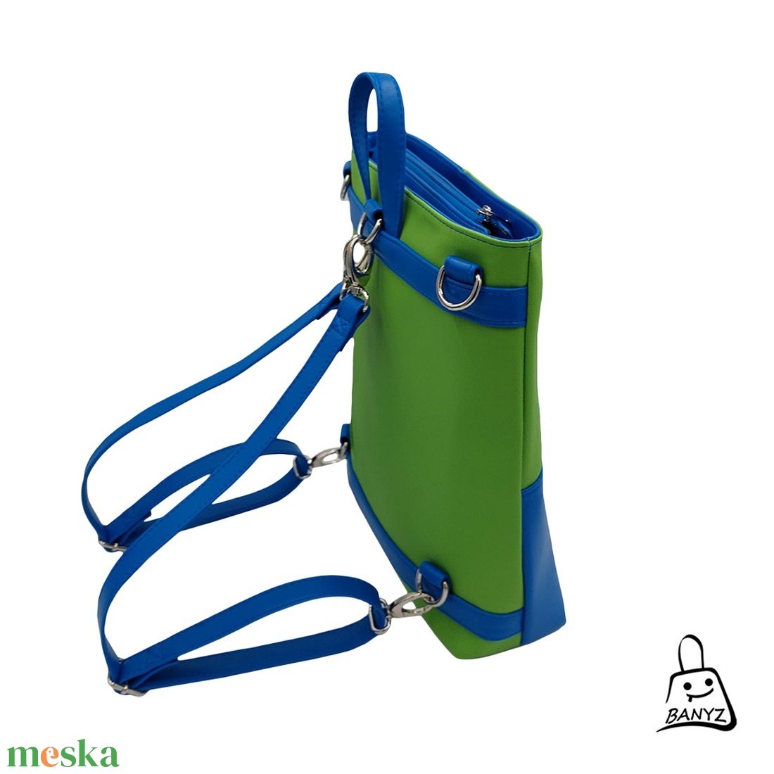 Többfunkciós, kékzöld, 3 az 1-ben táska  kézi, váll- és hátitáska egyben - táska & tok - variálható táska - Meska.hu