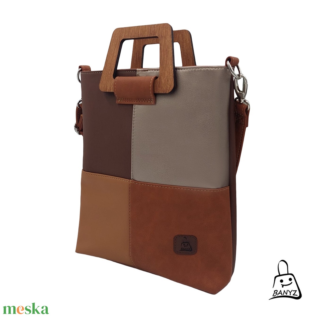 Fafogós kézi- és válltáska barna árnyalatokkal � praktikus A4-es méretben  - táska & tok - kézitáska & válltáska - kézitáska - Meska.hu