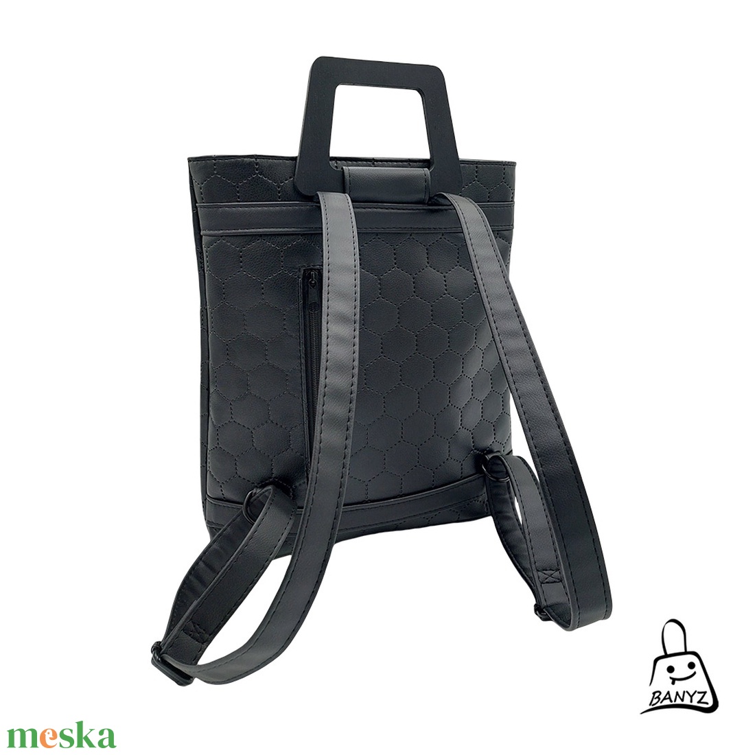 Steppelt fekete hátitáska � A4-es méretű, jól pakolható, kézműves táska  - táska & tok - hátizsák - hátizsák - Meska.hu