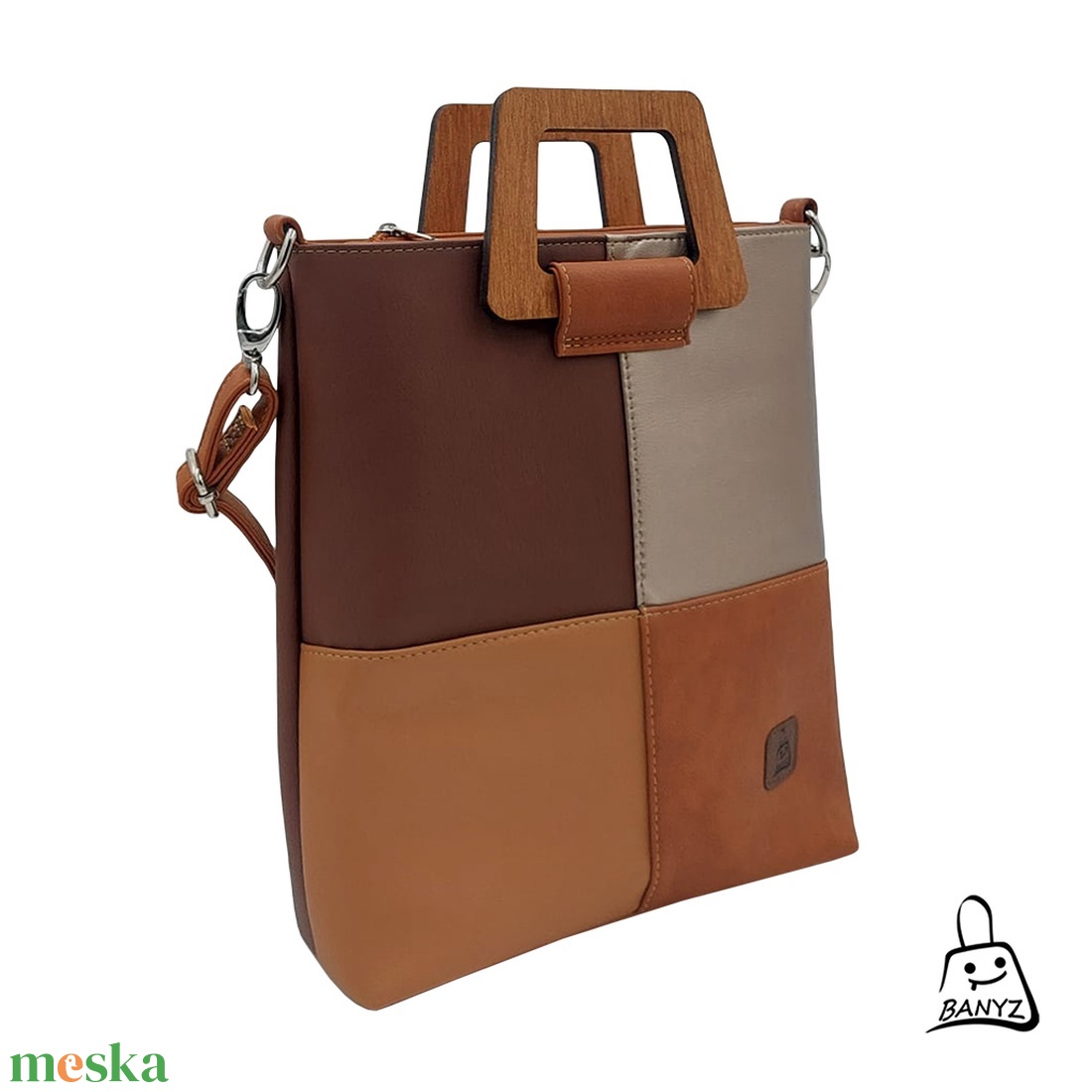 Fafogós kézi- és válltáska barna árnyalatokkal � praktikus A4-es méretben  - táska & tok - kézitáska & válltáska - kézitáska - Meska.hu