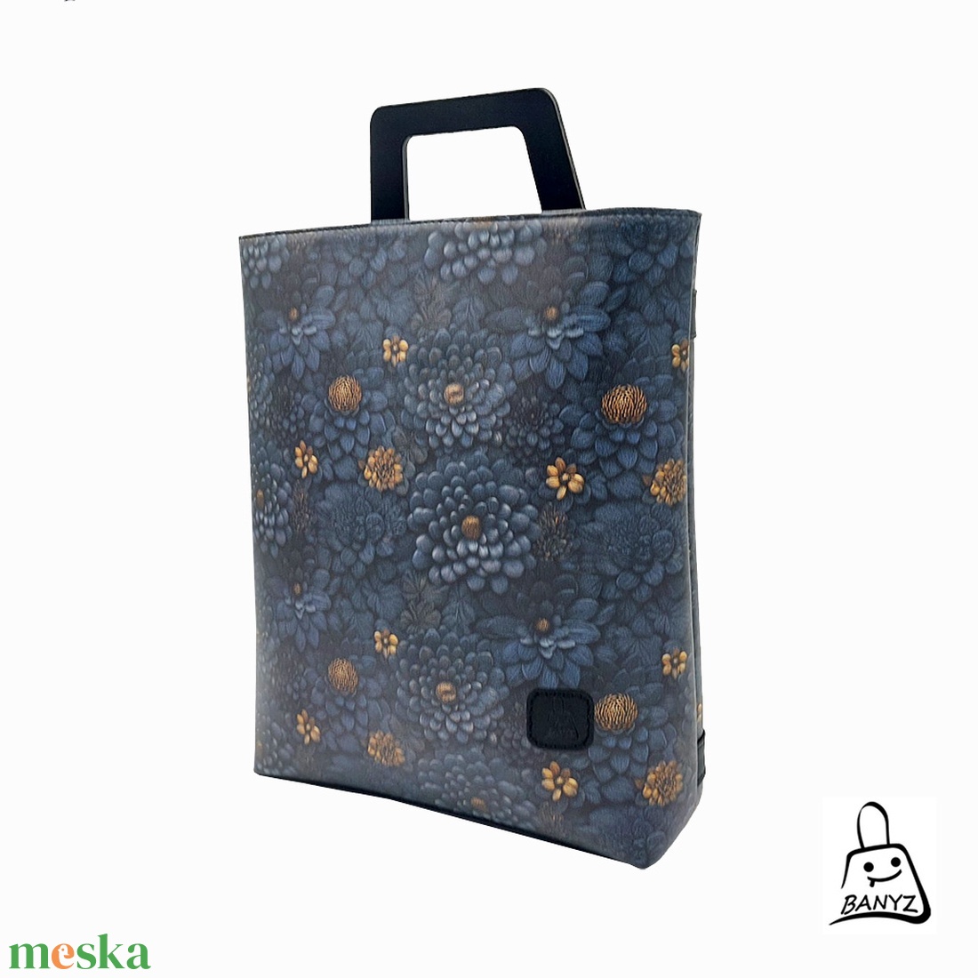 Virágmintás fekete női hátitáska mindennapi használatra � A4-es, jól pakolható, egyedi darab  - táska & tok - hátizsák - hátizsák - Meska.hu