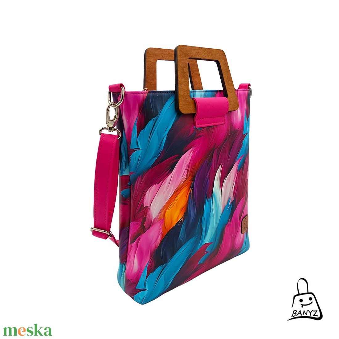 Színes tollas mintás kézi- és válltáska � kézműves Banyz táska - táska & tok - kézitáska & válltáska - kézitáska - Meska.hu