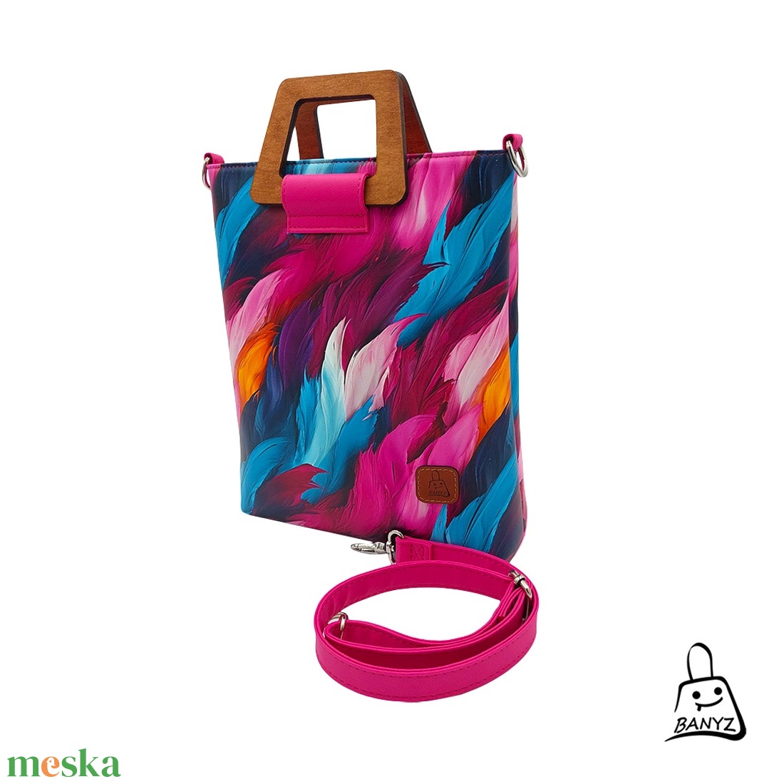 Színes tollas mintás kézi- és válltáska � kézműves Banyz táska - táska & tok - kézitáska & válltáska - kézitáska - Meska.hu