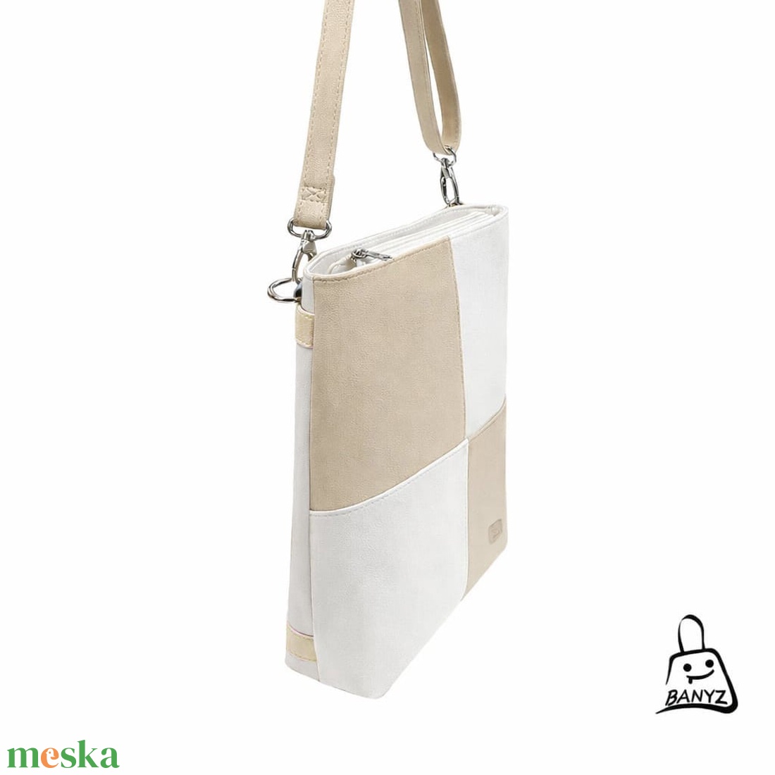 Bézs�fehér többfunkciós női táska � egy táska, háromféle hordási mód  - táska & tok - variálható táska - Meska.hu