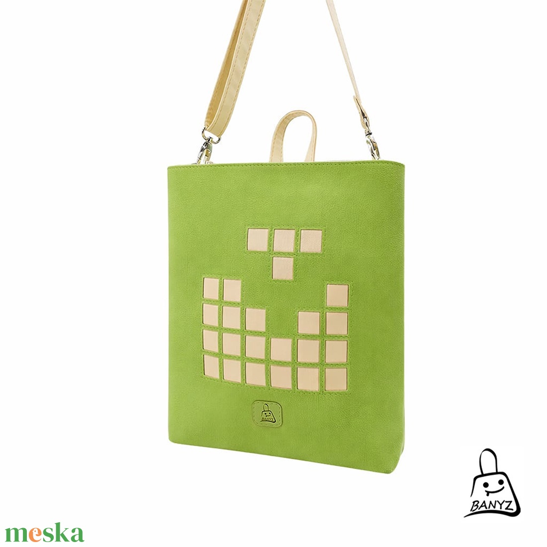 ZÖLD�BÉZS TÖBBFUNKCIÓS NŐI TÁSKA � HÁTITÁSKA, KÉZITÁSKA ÉS VÁLLTÁSKA EGYBEN  - táska & tok - variálható táska - Meska.hu