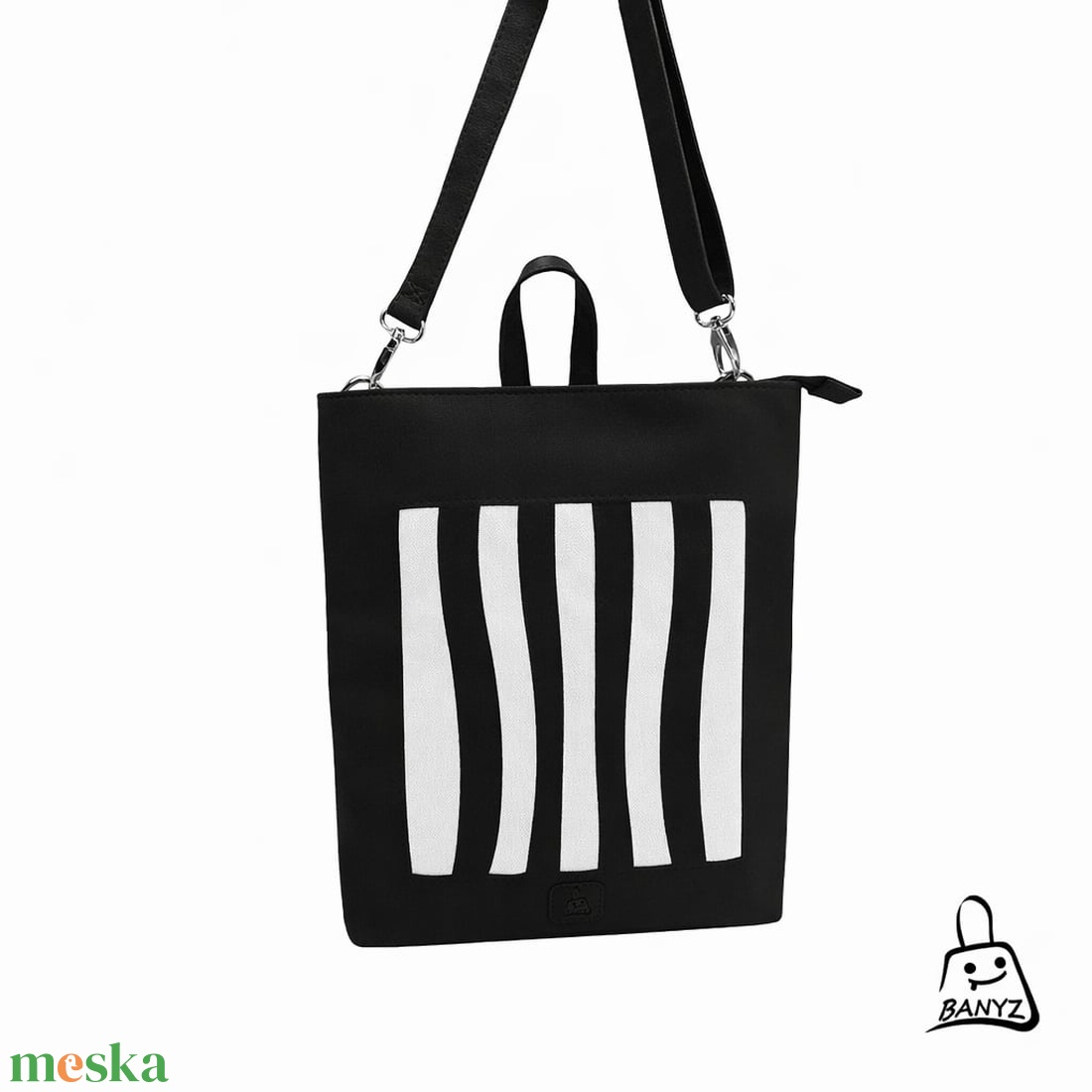 Fekete�fehér többfunkciós női táska � 3 az 1-ben megoldás a mindennapokra  - táska & tok - variálható táska - Meska.hu