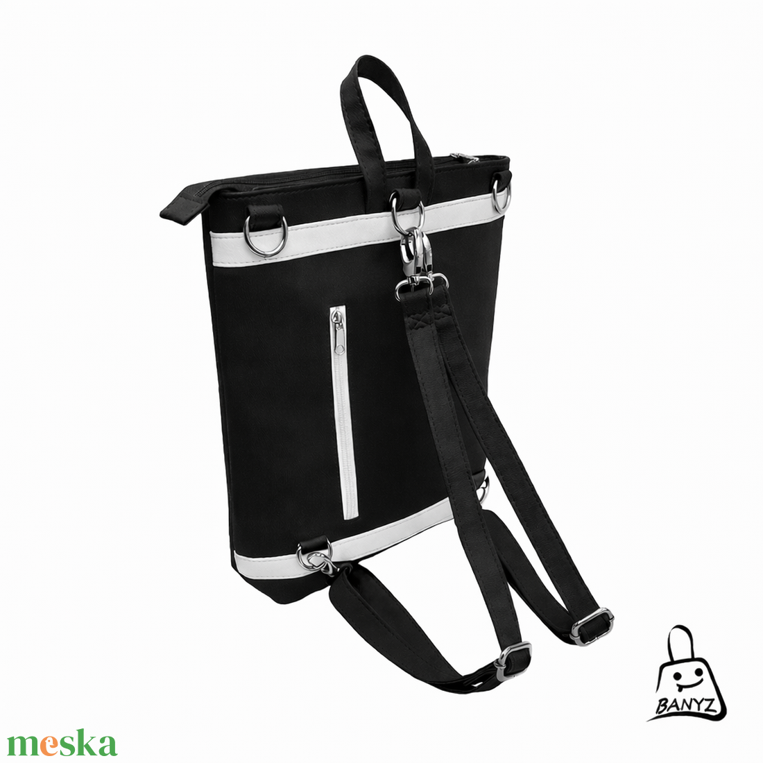 Fekete�fehér többfunkciós női táska � 3 az 1-ben megoldás a mindennapokra  - táska & tok - variálható táska - Meska.hu