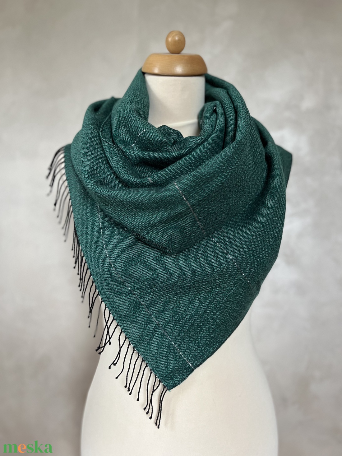 Kézzel szőtt merinó gyapjú sál - Türkíz - ruha & divat - sál, sapka, kendő - sál - Meska.hu